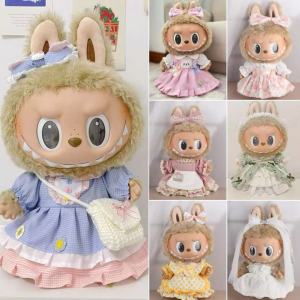 Labubu Doll Wedding Dress Cotton Clothes 38cm Rubber Doll Skirt Dress Girls Doll Outfit Cotton Toy Doll Clothes Stock