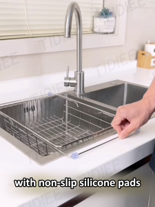 Adjustable Telescopic Stainless Steel Sink Drainer Basket Kitchen Dish Drying Rack