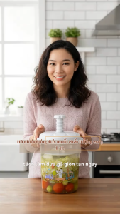 Hộp Muối Dưa Cà Có Đĩa Nén Điều Chỉnh Tiện Lợi Nhựa Nguyên Sinh Sie 5 Lít 7 Lít Cao Cấp D1986