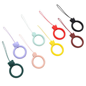 5Pcs Colorful Silicone Mobile Phone Ring Strap Diamond Bear Head Crown Rings Short Lanyard Ornament Phone Chain Pendant Accessories