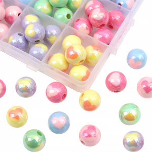 10pcs 12/14/16mm Cute Plastic Acrylic Beads Heart Charm Beads for Neckace Bracelet DIY Jewelry Making Accessories