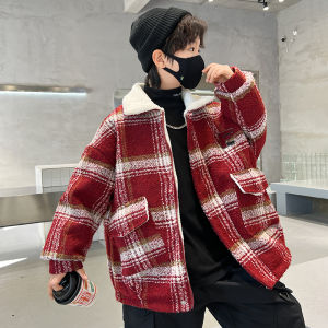 Thickened Fleece Boys Jacket Childrens Fashion Winter Coat Polyester Fiber Korean Style Zipper Closure No Hat Winter Outerwear