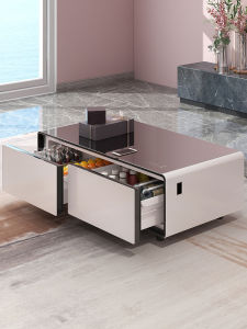White Modern Integrated Smart Touch Refrigerator Coffee Table Two-In-One Living Room 2024 New Home Luxury Modern