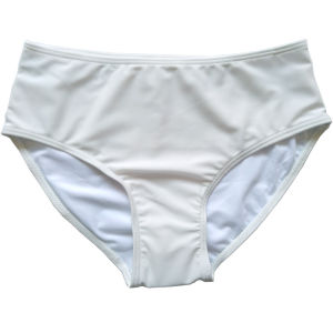 Womens Mid-Waist Swimsuit Full Lining Elastic Nylon Fabric Double Layer Safety Skin-Tight Blue Coffee Orange Fog White