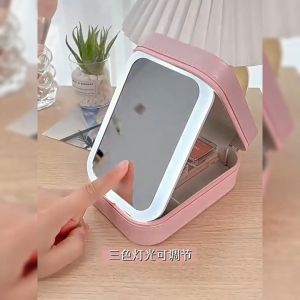 Makeup bag Integrated LED with light with mirror Large capacity makeup case Travel portable cosmetic storage bag