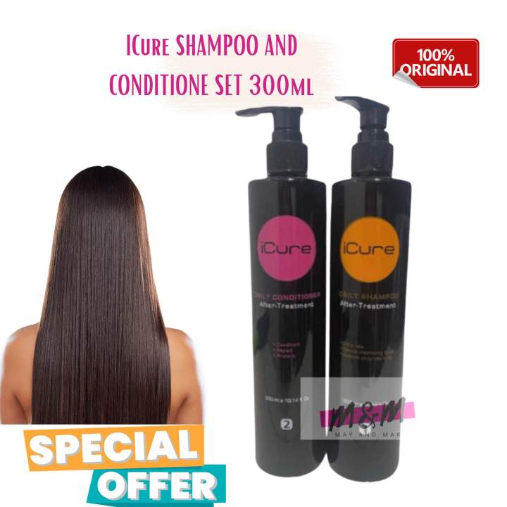 HAIR STRENGTH & SHINE SET!  iCure Shampoo & Conditioner 300ml - KERATIN TREATMENT & DAILY USE for UNBEATABLE HAIR STRENGTH & SHINE!