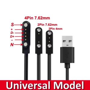 Magnetic Charge Charging Cable For Smart Watch For 2 Pins 2.84/4/7.62mm Distances Black Novel USB Power Charger Cables Universal