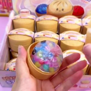 Bandai | New Colorful Glitter Bead Filled Dumpling Squishy Blind Box with Gift Box & Hidden Style Stress Relief Sensory Squeeze Toy