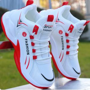 Basketball shoes mens shoes spring and autumn high top trendy shoes mesh breathable sports shoes versatile anti slip white student running shoes