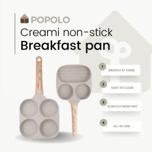 POPOLO Non-Stick Fried Egg Pan Burger Frying Pan Breakfast Pan PFOA Free Multifunction Suitable All Stove