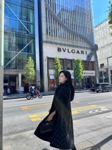 Woppei Winter Fashion British Style Slimming Design Plaid Woolen Coat Womens Coat Street Style Checkered Long Sleeve Midi Coat