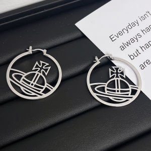 Queen Mother of the West Vivian Vivienne Big Circle Cut Out Saturn Earrings 2023 New Arrival Best Selling Internet Influencer Stud Earrings Women
