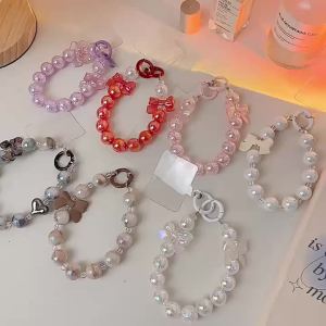 🔥COD🔥2025 New Phone Chain Strap ห่วงโซ่ลูกปัดดอกทิวลิปหัวใจสาวน่ารักเกาหลีสายโซ่แขวนแบบพกพาสายโซ่คล้องข้อมือเคสโทรศัพท์ป้องกันการสูญหายอเนกประสงค์