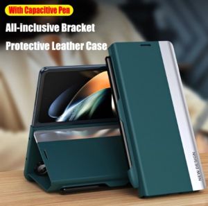 [With Pen] FLOVEME Leather Magnetic Protection Phone Case For Samsung Galaxy Z Fold 6 Z Fold 5 Fold 4 Fold 3 5G With S Pen Bracket All-inclusive Shockproof Back Cover For Galaxy Z Fold6 Z Fold 5 Fold 4 Fold 3