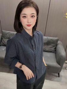 Casual Plaid Long Sleeve Shirt Womens Vintage Style Slimming Turn-down Collar Fashionable Versatile Autumn New Arrival