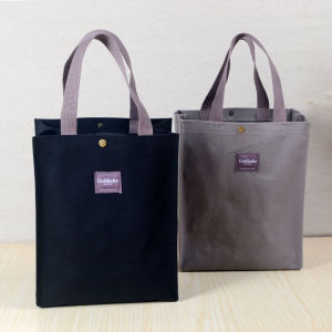 Waterproof Canvas Bag Thickened Lunch Box Bag Handheld Document Bag Large Capacity Pure Color Men Women Office Use Bag