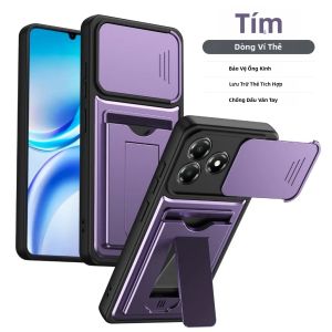 Ốp Điện Thoại ZTE Blade A56 A36 A35E Với Bảo Vệ Camera Trượt Khe Cắm Thẻ Tích Hợp Giá Đỡ Ẩn Chất Liệu Silicon + PC TPU Chống Sốc