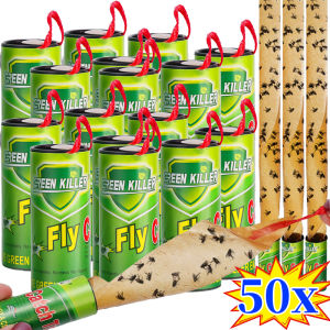 50 ชิ้น แถบดักจับแมลงวันแบบแขวน / กับดักจับแมลงวันแบบมีกาว / กับดักจับแมลงวันแบบเหนียว / สำหรับในร่มและกลางแจ้ง / กับดักจับแมลงวันผลไม้ปลอดสารพิษสำหรับใช้ในครัวเรือน