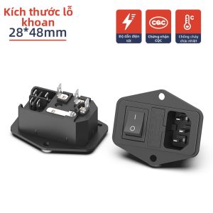 kuicc | Ổ Cắm Điện AC 3-trong-1 Có Công Tắc Đỏ Bảo Vệ Bằng Chìa Dây 10A