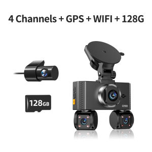 2K QHD 64G 4Channels Dash Cam Built-in WiFi GPS 24H Parking Monitoring Car DVR G-Sensor Loop Recording Night Vision Black Box