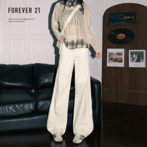 American Style High Waist Wide Leg Jeans Womens White Loose Straight Cut Knife Pants Forever 21 Trendy Casual Trousers