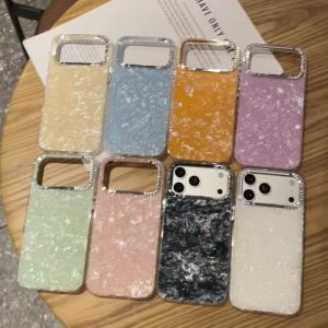 Rhinestone Lens Frame Shell Pattern Phone Cases For iPhone 17 16 15 14 13 Pro Max Camera Bumper Glitter Laser Colorful Cover