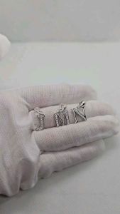 j initial stone pendant silver small 92.5 Italy silver jewelry (TUNAY NA SILVER)