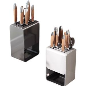 MOSHANG | Gun Gray Multi-Function Wall-Mounted Kitchen Knife and Utensil Organizer