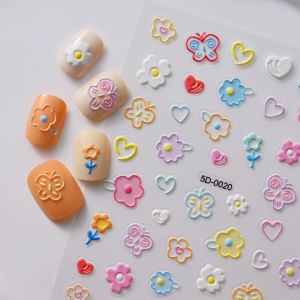 1Pcs 5D Embossed Flower/Butterfly Nail Art Stickers Floral/Letter//Rabbit/Strawberry Self-adhesive Decals Cute Manicure Slider #