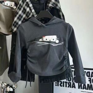 Cartoon Print Hooded T-Shirt for Early Autumn