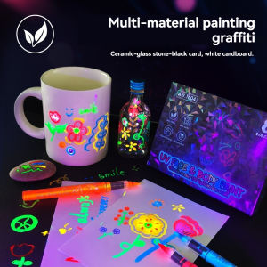8-Color Set Neon UV Fluorescent Acrylic Paint Markers - Glow in the Dark Luminous Art Supplies for DIY