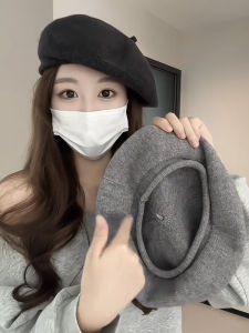 Fashionable Beret Hat Women Large Head Size Small Face Illusory Autumn Winter Style Casual Flat Top No Brim Cap for Strolling