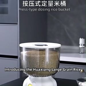 Rice Dispenser Press Rice Storage Bucket with Lid 10KG Rice Container Large Capacity Rice Storage Container Insect-proof Rice Bucket Grain Container Automatic Scale Moisture-proof Kitchen Food Storage Box for Flour Rice