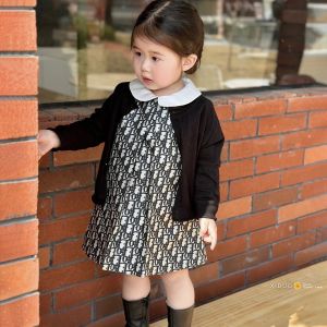 Adorable Princess Dress for Girls Embroidered Collar Knitted Shirt Casual Style Medium Softness Spring Summer Autumn A-Line Skirt