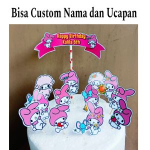 Topper Melody hiasan kue custom nama