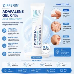 Differin Adapalene Gel 0.1% Acne Treatment Retinoid Gel For Acne Prone Skin Blackhead Pimple 15g
