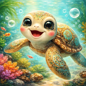 Huacan New Arrivals 2026 5D DIY Diamond Painting Sea Turtle Diamond Mosaic Cartoon Animal Complete Kit Home Decor