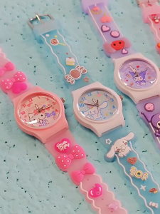 Sanrio Kids Watch 3D LED Light Dial Kuromi Cinnamoroll Hello Kitty Boy Girl Gift Non-Toxic Silicone Band Kawaii School Student Watch Gift