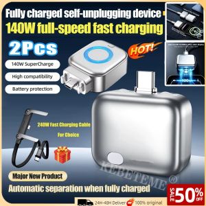 2Pcs 140W Type-C Smart Auto Stop Charging Separator Fast Charger Phone Adapter Physical Full Charge Disconnector Automatically Cuts Power Ejects Phone