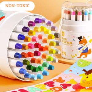 48 Colour Crayon For Kids- Washable Non Toxic Colouring Painting Oil Pastel Drawing Art Krayon Tidak Kotor Tangan