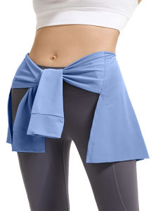 Casual Fitness Womens Skirt with Belted Dance Design Butt Covering Sporty Leisure Shoulder Wrap Low Waist Banded Skirt