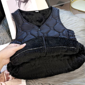 Thickened down Cotton Vest Womens Coat Inner Warm Belly Warmer Waist Protection Small Vest for Winter Poly Fiber V-Neck