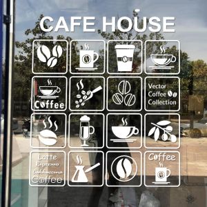 ตกแต่งร้านกาแฟ ร้านขนมหวาน ติดหน้าต่างกระจก ภาพวาด พื้นผิวแบน กันน้ำ PVC สไตล์โมเดิร์นเรียบง่าย สำหรับห้องนั่งเล่น