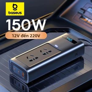 Bộ Chuyển Đổi Điện Ô Tô Baseus 150W DC 12V Sang AC 220V Phích Cắm EU Bộ Sạc Nhanh USB Type-C Bộ Nguồn Di Động
