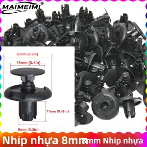 Đinh Tán Nhựa Đen Đa Năng 8mm Kẹp Đẩy Dùng Cho Cản Xe Ốp Cửa Tấm Ốp Phụ Kiện Ô Tô