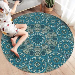 Thảm Tròn Phong Cách Ba Tư Cổ Điển Chất Liệu Sợi Pha Lê Thấm Hút Nước Dễ Vệ Sinh Thảm Trải Bàn Cà Phê Thảm Cạnh Giường Ngủ Phong Cách Hiện Đại Trang Trí Nhà Cửa Chất Liệu Polyester