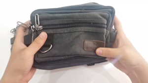 Tas Selempang Pria Waistbag Pinggang Cowok Premium Kanvas Tebal Kuat HG 411