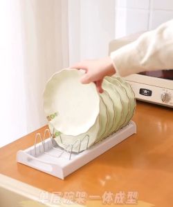 >SG Stock> Bowl Plate Organizer with Adjustable SS201 Dividers Bowl Holder Plate Holder Bowl Stand Plate Stand Bowl Rack Plate Rack Plate Storage Rack Bowl Dishes Rack Cupboard Storage Rack Bowl Shelf Plate Shelf Dishes Stand Dishes Holder Cupboard Rack