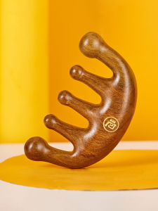 Good Night Green Sandalwood Five-Tooth Comb Massage Hair Care Tool Scalp Therapy Acupoint Brush Home Personal Care Tool