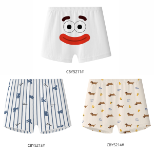 Boys Cotton Underwear Comfortable Loose Home Arro Pants Four-Corner Briefs Breathable Flat-Armed Shorts Cartoon Design Non-Squeezing Butt